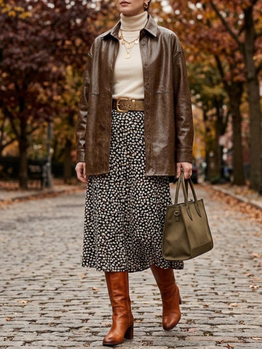 Women's Brown Faux Leather Jacket